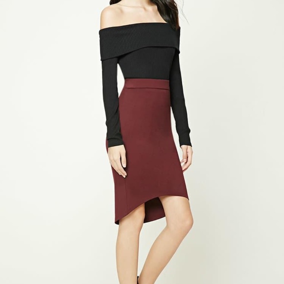 Forever 21 High Low Black Bodycon Skirt - Picture 1 of 4
